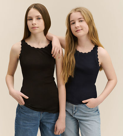 Rosemunde Top - Rib - Balta - Navy m. Blonder