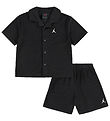 Jordan Shortssæt - Skjorte/Shorts - Frotté - Sort m. Logo