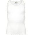 Rosemunde Top - Rib - Balta - New White m. Blonder