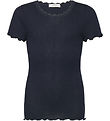 Rosemunde T-shirt - Rib - Balta - Navy m. Blonder