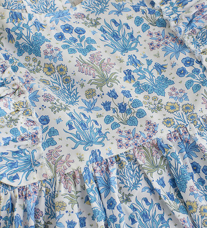 Huttelihut Kjole - Soft Chambray m. Blomster