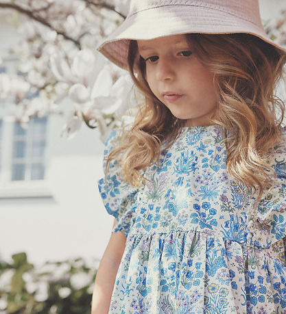 Huttelihut Kjole - Soft Chambray m. Blomster