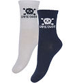 Minymo Socken - 2er-Pack - Dark Navy/Weiß m. Schädel