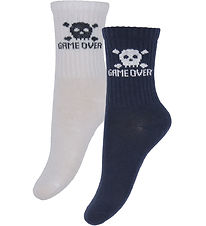 Minymo Socks - 2-Pack - Dark Navy/White w. Skull