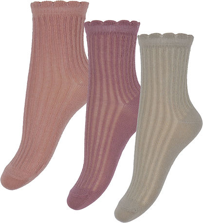 Minymo Strømper - 7-pak - Ash Rose m. Mønster