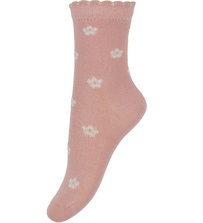 Minymo Strømper - 2-pak - Ash Rose m. Blomster