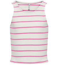 Kids Only Top - Rib - Short - KogNessa - Cloud Dancer/Fuchsia Pi