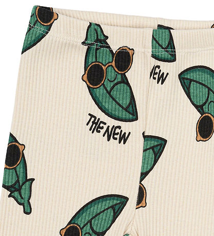 The New Siblings Leggings - Rib - TnstNevi - White Swan /Grøn m.