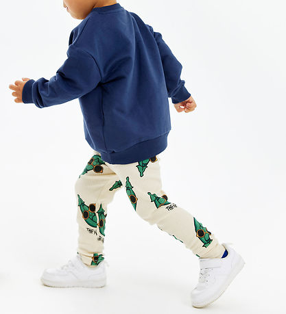 The New Siblings Leggings - Rib - TnstNevi - White Swan /Grøn m.