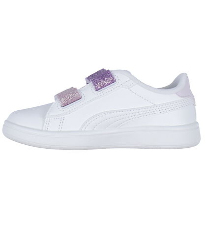 Puma Sko - Smash 3.0 L Glitter Velcro V PS - White/Lavender Aler