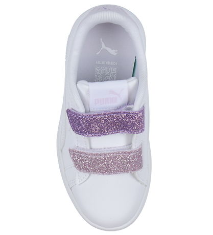 Puma Sko - Smash 3.0 L Glitter Velcro V PS - White/Lavender Aler