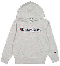 Champion Hættetrøje - Gråmeleret m. Logo
