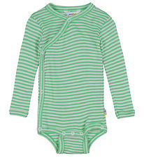 Joha Slå-Om Body l/æ - Rib - Uld/Silke - Off White/Grøn