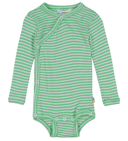 Joha Slå-Om Body l/æ - Rib - Uld/Silke - Off White/Grøn