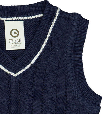Müsli Vest - Strik - Night Blue