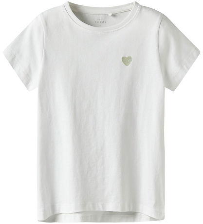 Name It T-shirt - Noos - NkfVioline - Bright White/Green Heart