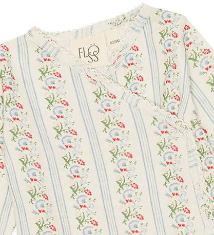 Flöss Slå-om Body l/æ - Abigail - Soft White/Bright Blue