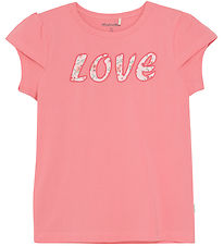 Minymo T-shirt - Strawberry Pink m. Tekst