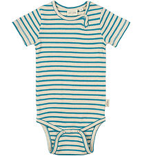 Petit Piao Body k/æ - Rib - Modal - Turquise/Dark Off White