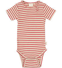 Petit Piao Body k/æ - Rib - Modal - Light Berry/Dark Off White