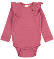 Petit Piao Bodysuit l/s - Rib - Modal - Frill - Light Berry