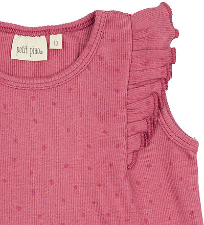 Petit Piao Kjole - Rib - Modal- Frill Dot - Light Berry