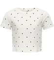 Kids Only T-shirt - KogBella - Rib- Cloud Dancer/Black Hearts
