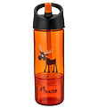 Carl Oscar Water Bottle w. Straws - 2-I-1 - Orange w. Moose