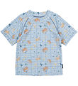 Mikk-Line Badebluse - UV50+ - Faded Denim m. Tern/Print