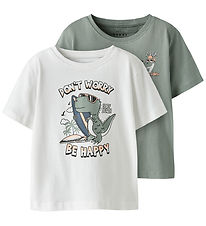 Name It T-shirt - NmmVagno - 2-pak - Slate Gray/Bright White