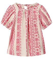 Fliink Bluse - Addie - Cloud Dancer Pink Stripe