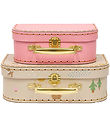 OYOY Cardboard Suitcase - 2-Pack - Deer & Duck - Camel/Rose