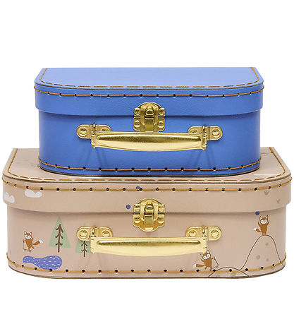 OYOY Kuffertsæt - 2-pak - Fox - Beige/Blue