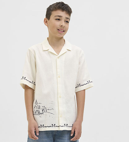 Jack & Jones Skjorte - JorAcapulco - Cloud Dancer m. Print