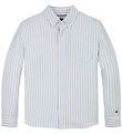 Tommy Hilfiger Skjorte - Hør - Linen Blend - Breezy Blue Stripe