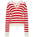 Grunt Polobluse - Strik - Fany - Off White/Rød