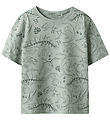 Name It T-shirt - NmmValther - Aqua Gray/Tone Dino