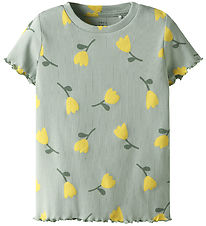 Name It T-shirt - NmfVemma - Aqua Gray/Lemon