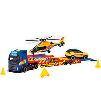 Dickie Toys Lastbil m. Udrykningsfartøjer - Rescue Transporter -