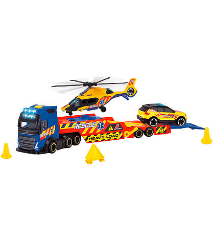 Dickie Toys Lastbil m. Udrykningsfartøjer - Rescue Transporter -