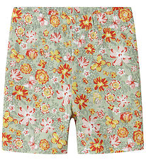 Name It Cykelshorts - NmfVayo - Aqua Gray m. Blomster
