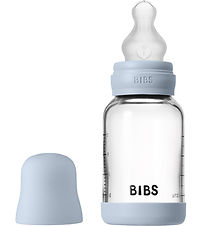 BIBS Sutteflaske - 120 ml - Glas/Silikone - Baby Blue
