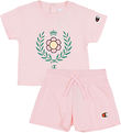 Champion Shortssæt - T-shirt/Shorts - Pink m. Logo