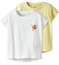 Name it T-shirt  - 2-Pak - NmfVarutti - Lemon Meringue/Bright Wh
