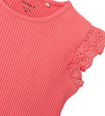 Name It T-shirt - Rib - NmfHalina - Spiced Coral m. Blonder