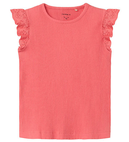 Name It T-shirt - Rib - NmfHalina - Spiced Coral m. Blonder