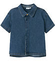 Name It Skjorte k/æ - Hør/Bomuld - NmmPeter - Mørkeblå Denim