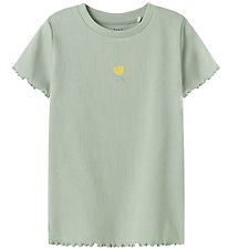 Name It T-shirt - Rib - NmfVivemma - Aqua Gray/Lemon
