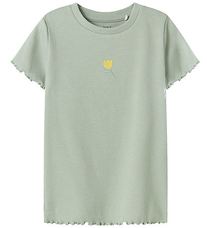 Name It T-shirt - Rib - NmfVivemma - Aqua Gray/Lemon