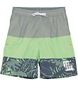 Color Kids Badeshorts - Colorblock - Green Ash m. Print